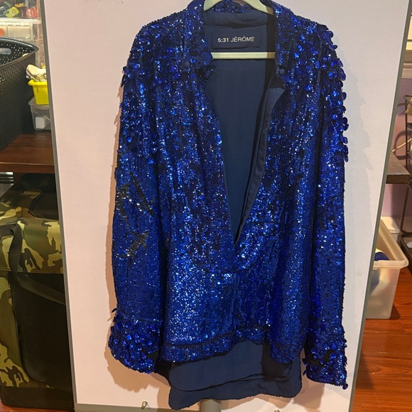 Women's Blue Sequin Blazer